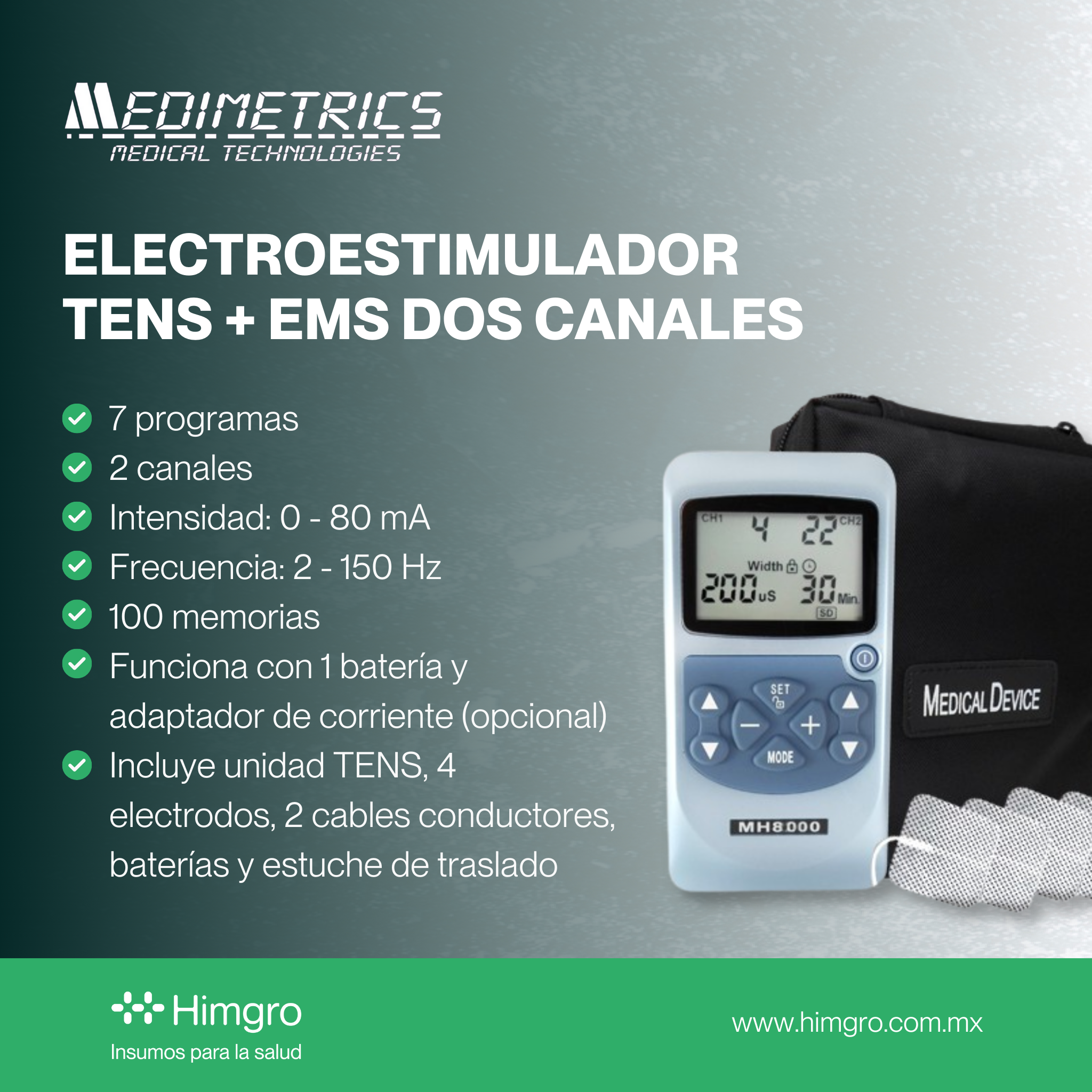 Electroestimulador TENS + EMS dos canales