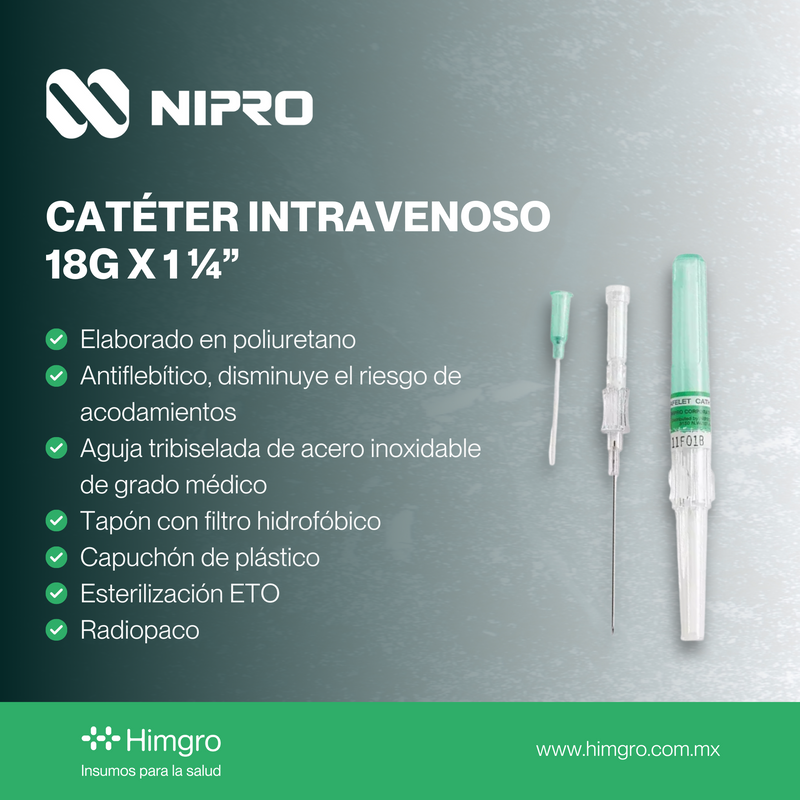 Catéter intravenoso 18G X 1 ¼”