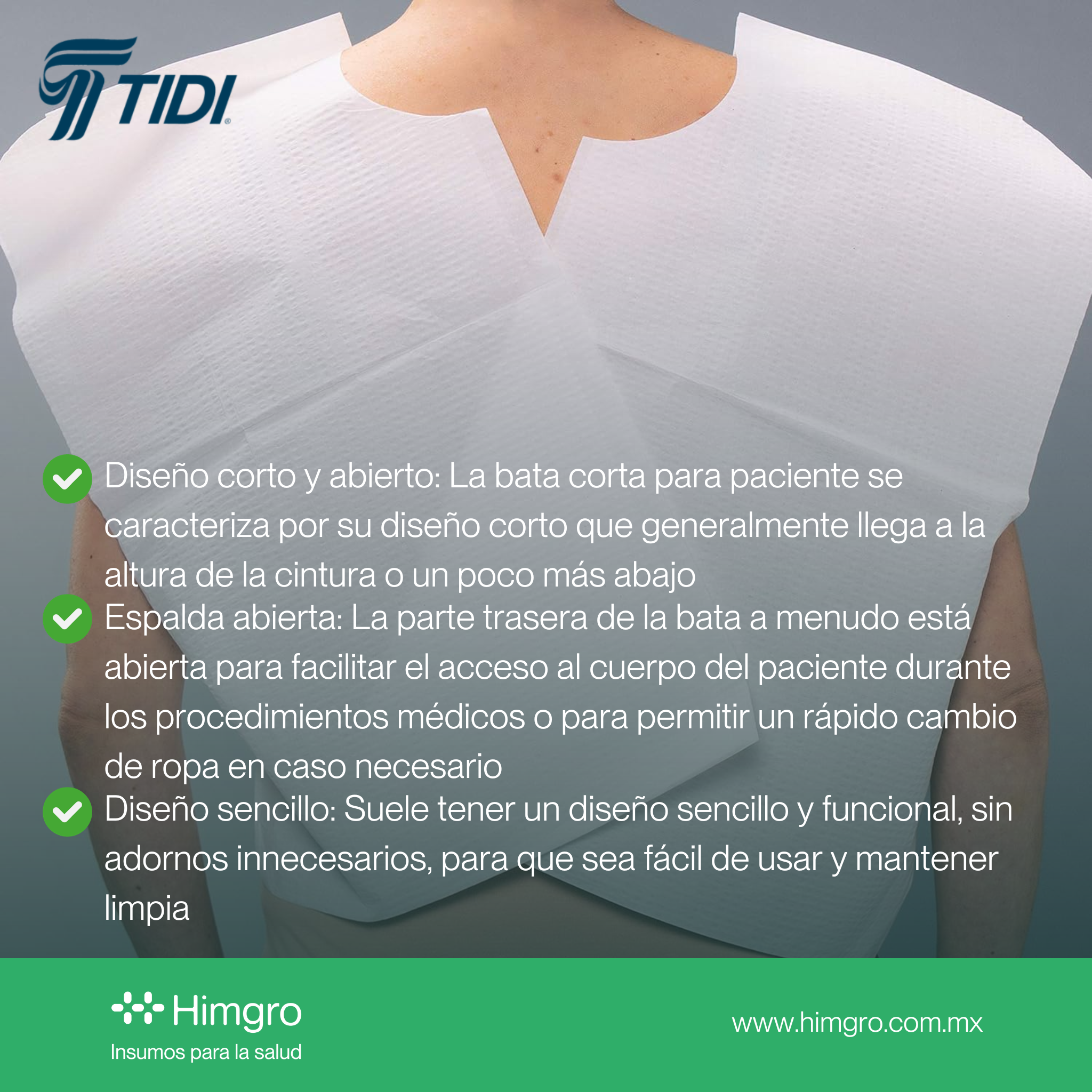 Bata corta para paciente