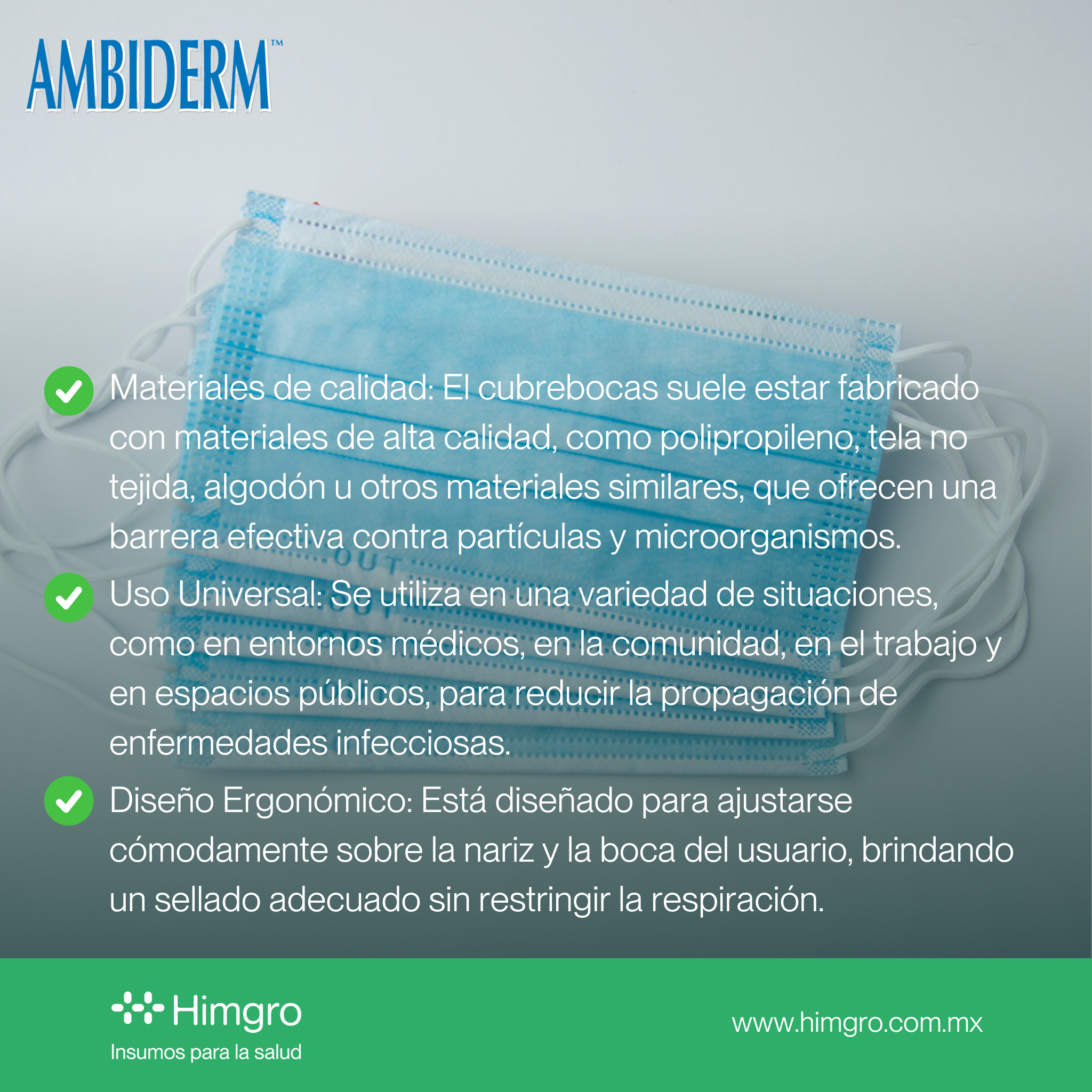 Cubrebocas tres pliegues azules caja c/50 pzas