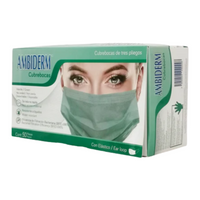 Cubrebocas tres pliegues verdes caja c/50 pzas