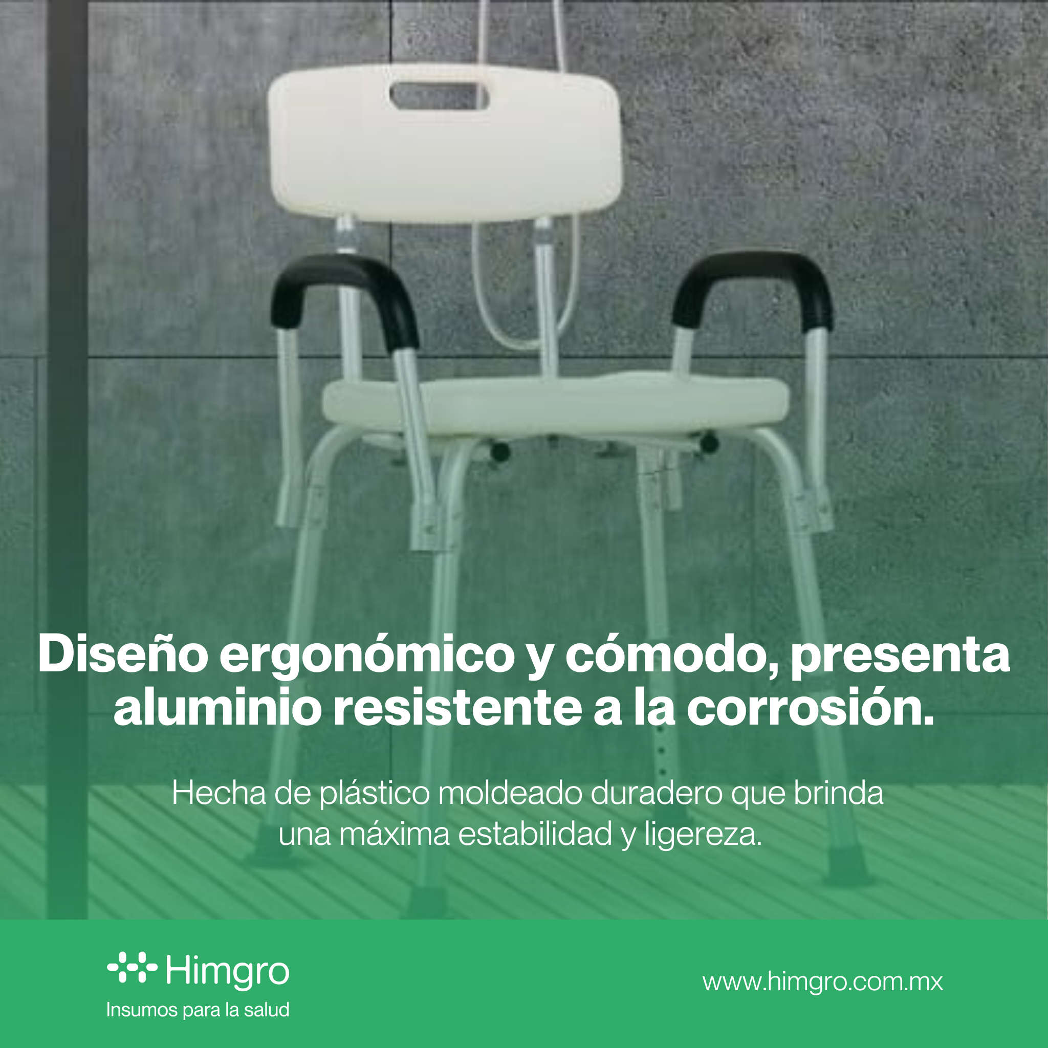 Silla de ducha con brazos desmontables