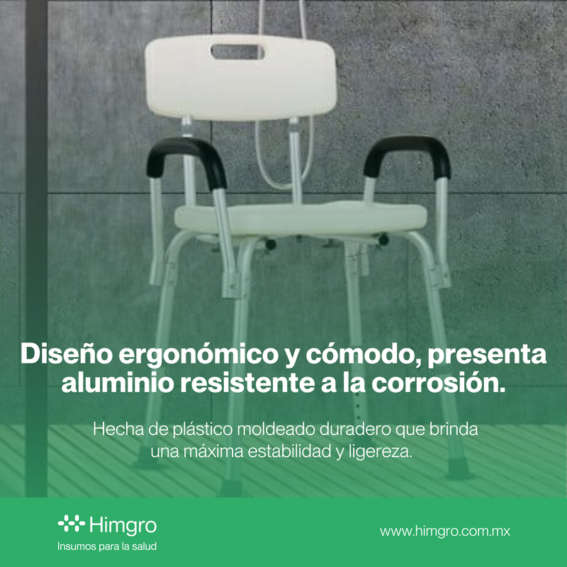 Silla de ducha con brazos desmontables