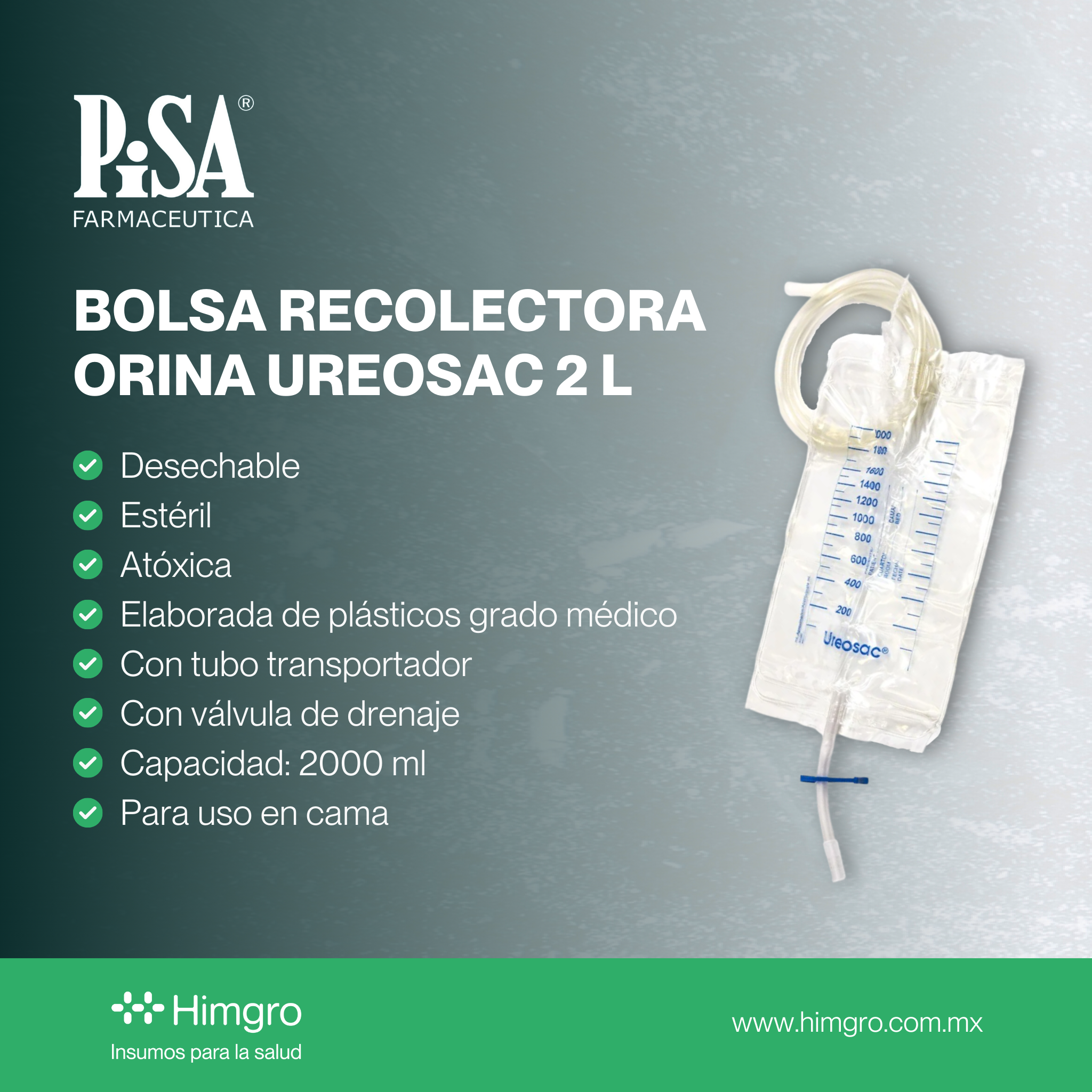 Bolsa recolectora de orina Ureosac 2 l