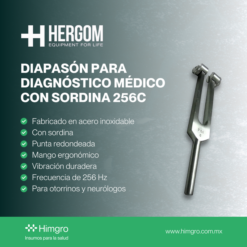 Diapasón para diagnóstico médico c/sordina 256C