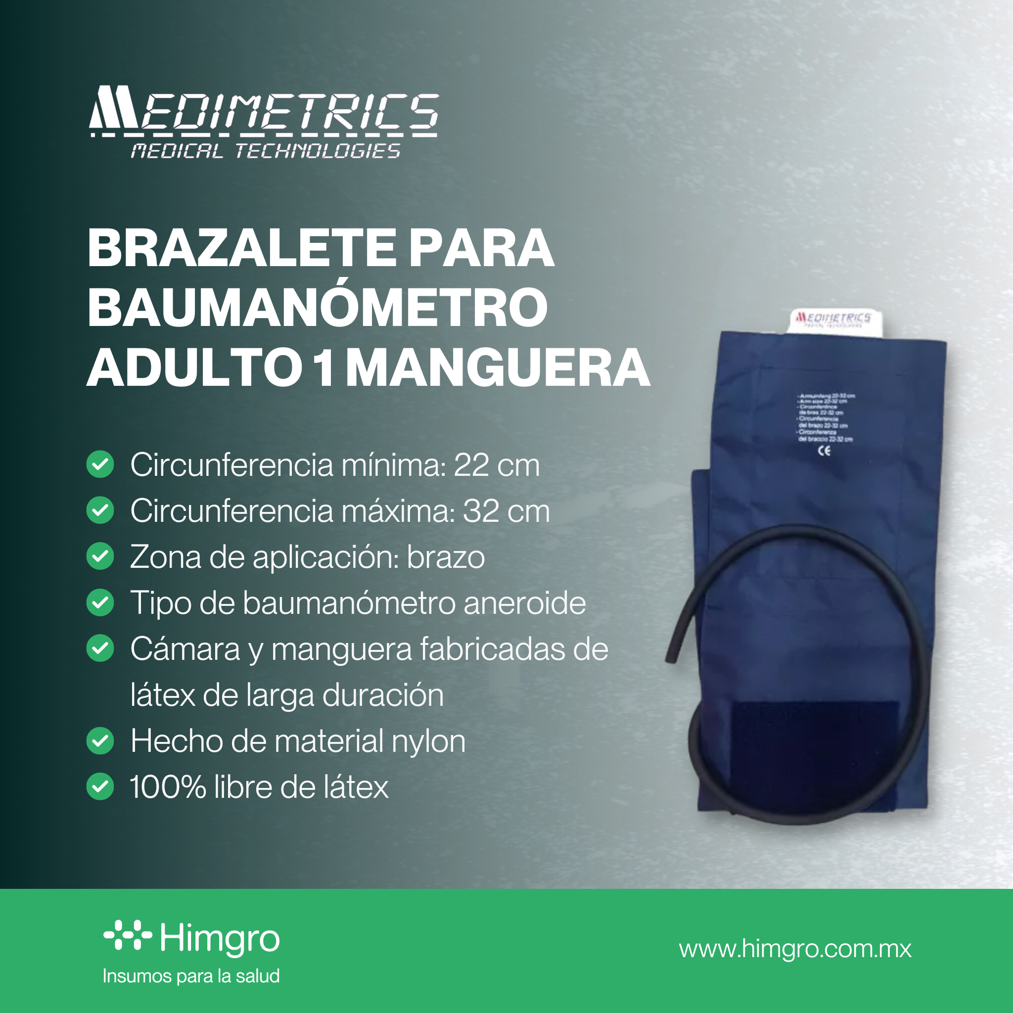 Brazalete p/baumanómetro adulto 1 manguera