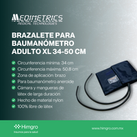Brazalete p/baumanómetro adulto XL 34-50 cm 2 mangueras