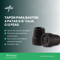 Tapón p/bastón 4 patas 5/8" caja c/2 pzas