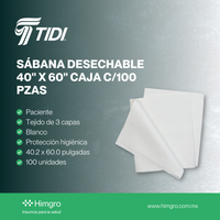 Sábana desechable 40 x 60 caja c/100 pzas