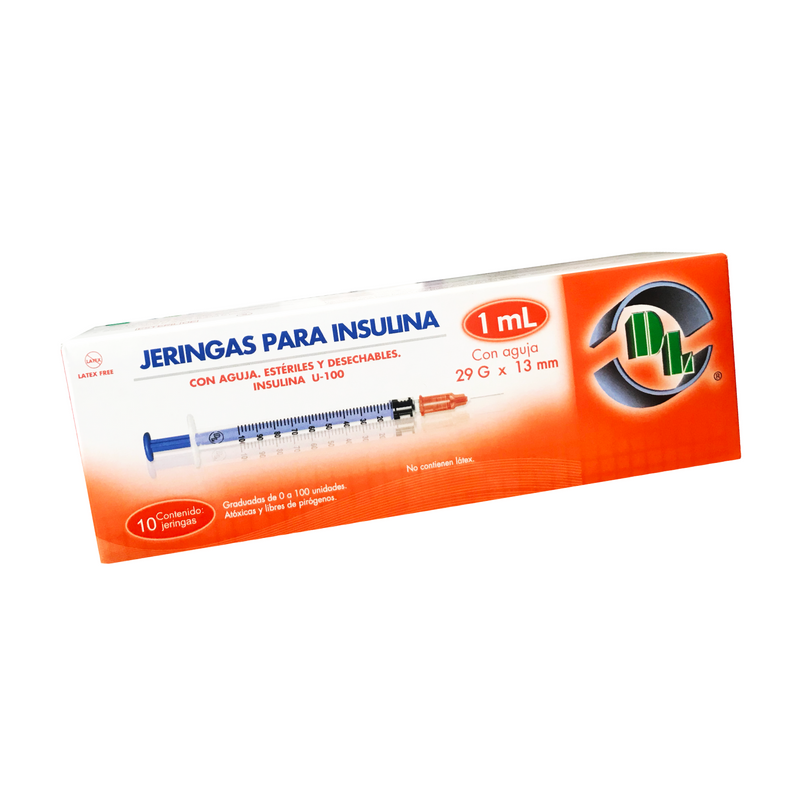 Jeringa desechable p/insulina 1 ml 29 x 13 caja c/10 pzas DL