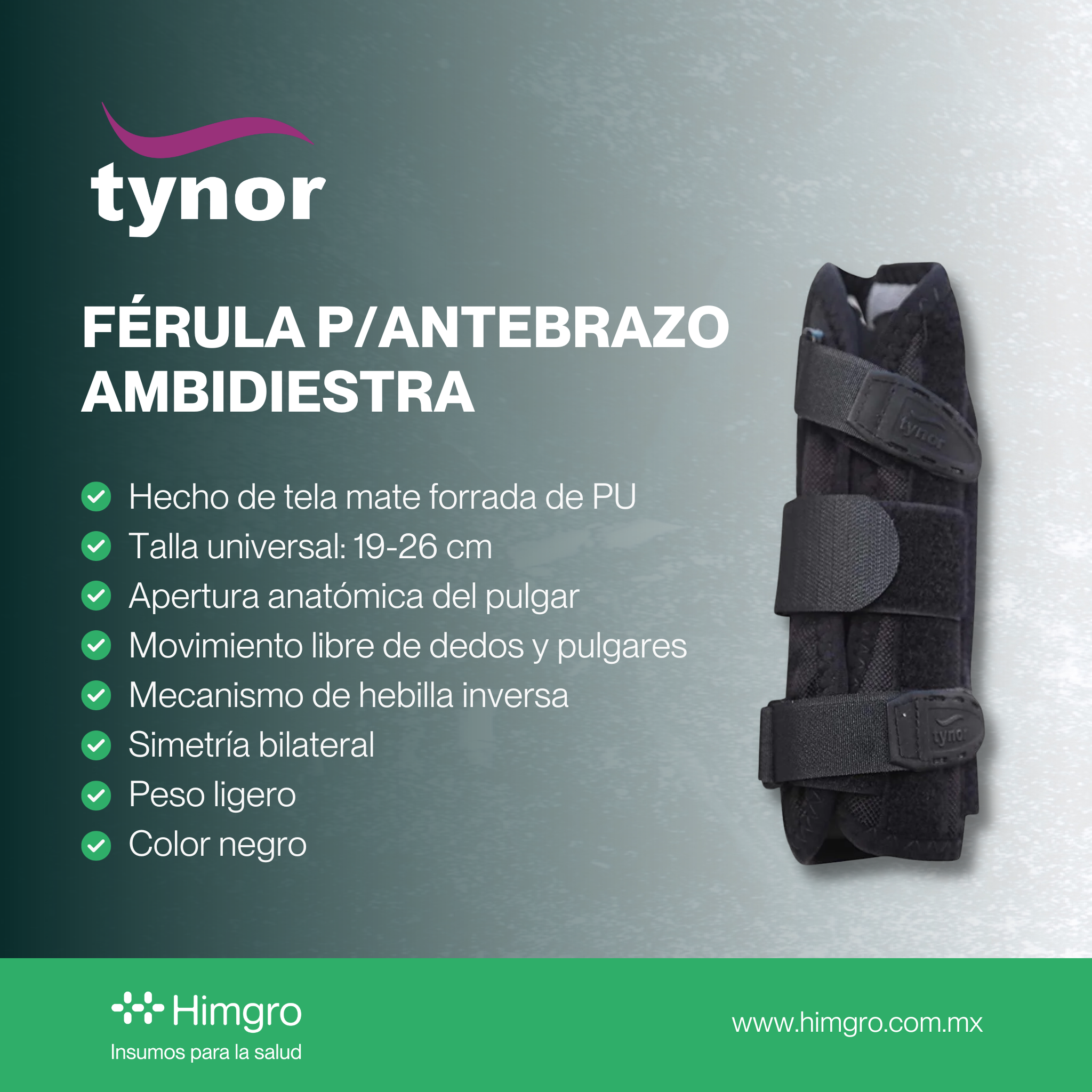 Férula para antebrazo ambidiestra