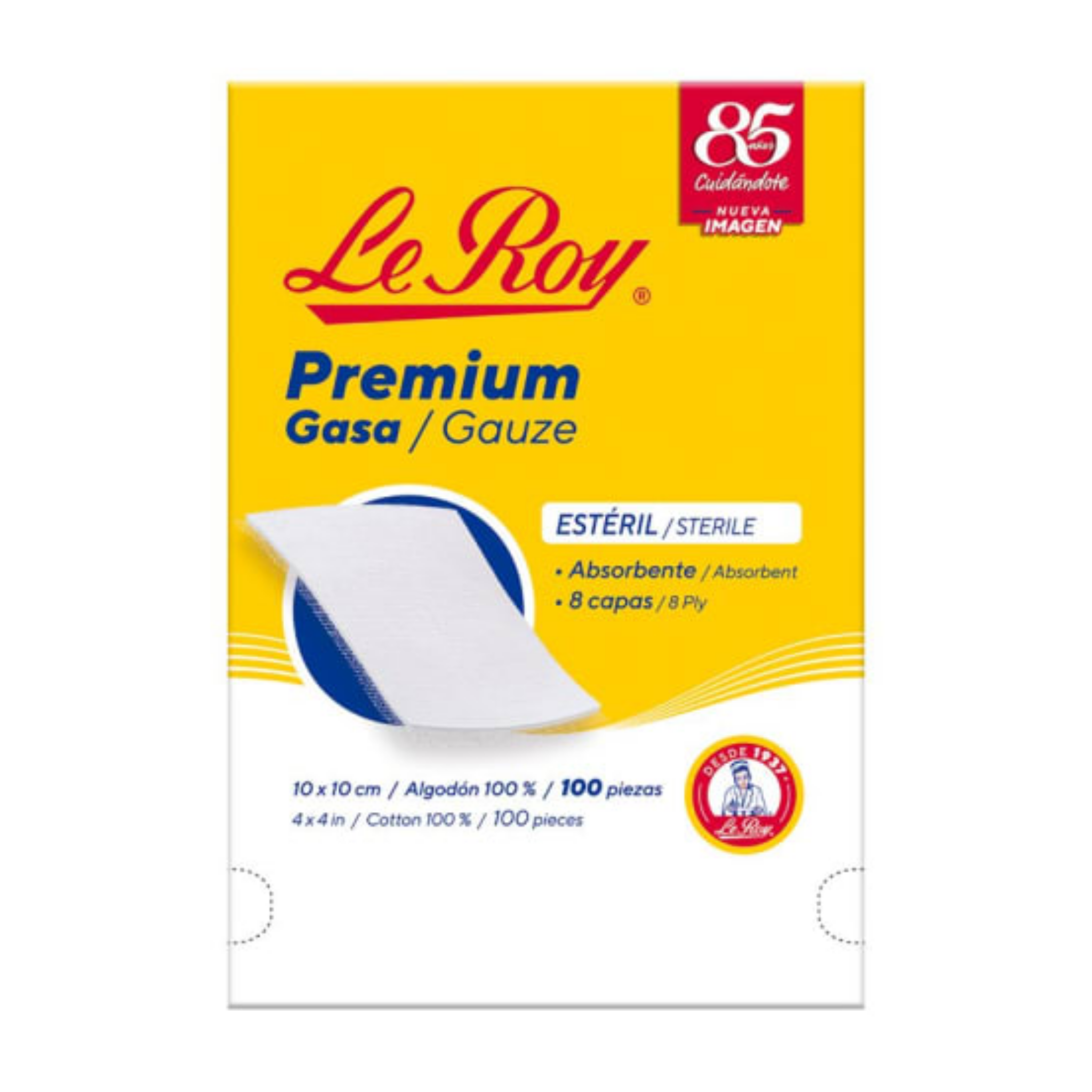 Gasa estéril 10 x 10 cm caja c/100 pzas