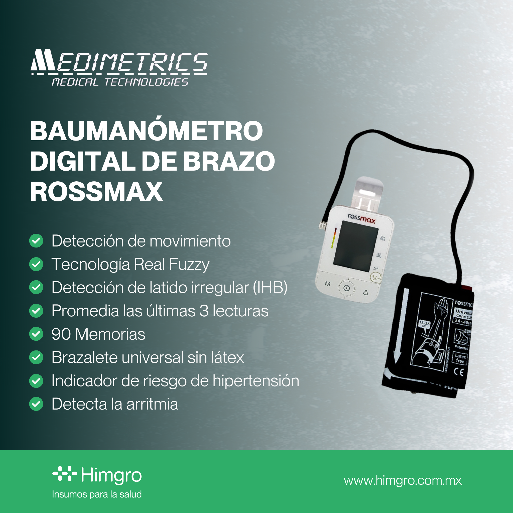 Baumanómetro digital de brazo Rossmax