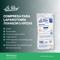 Compresa de gasa estéril 70 x 45cm paquete c/6 pzas