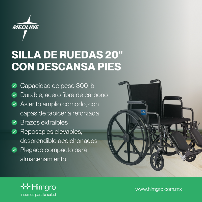 Silla de ruedas 18" con descansa pies