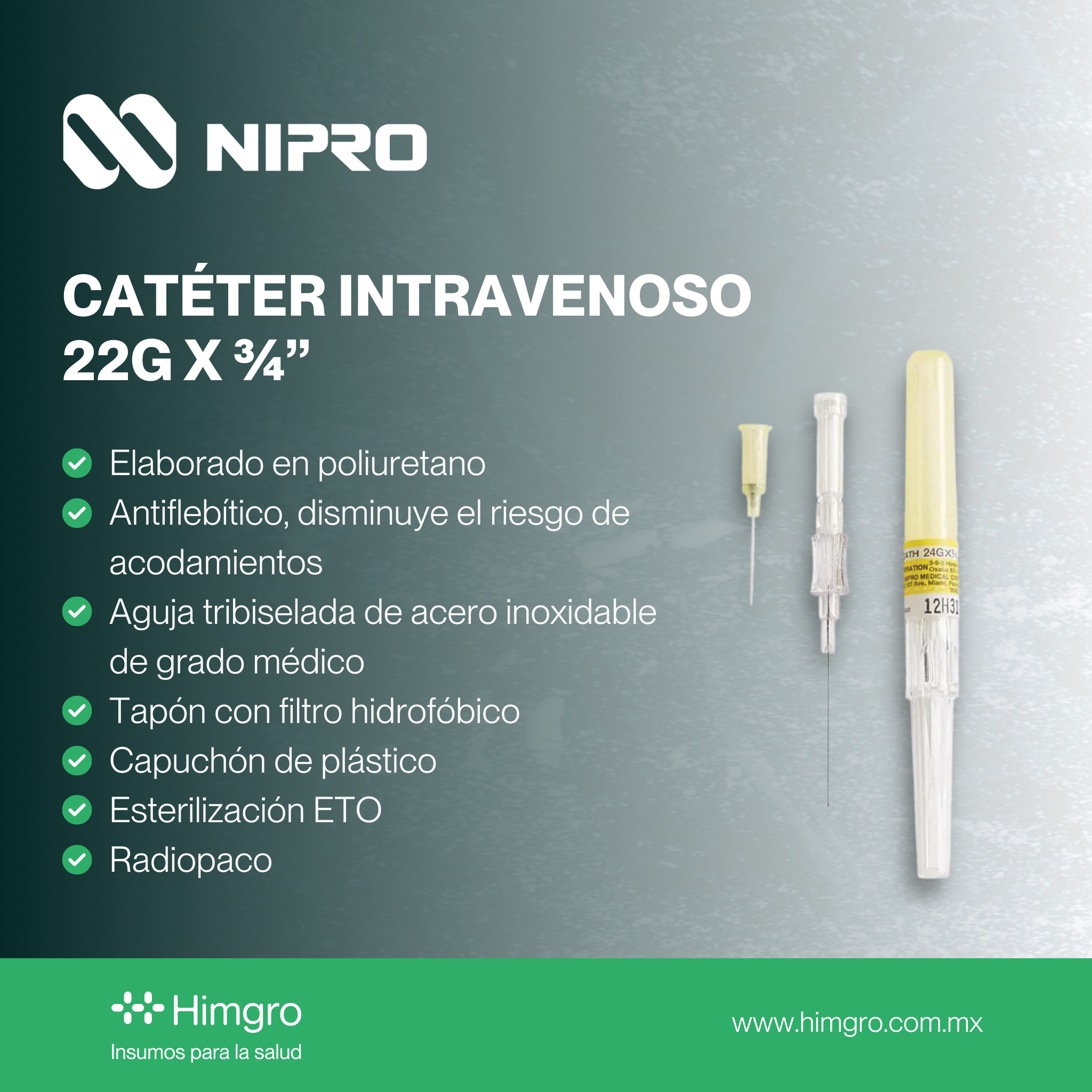Catéter intravenoso 24G X ¾’’