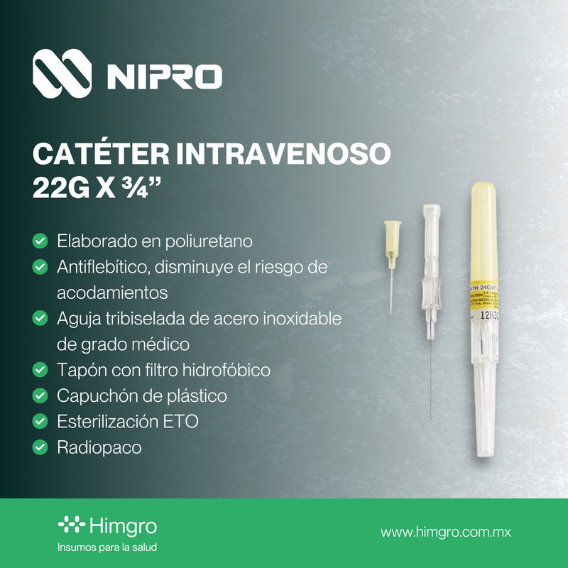 Catéter intravenoso 24G X ¾’’