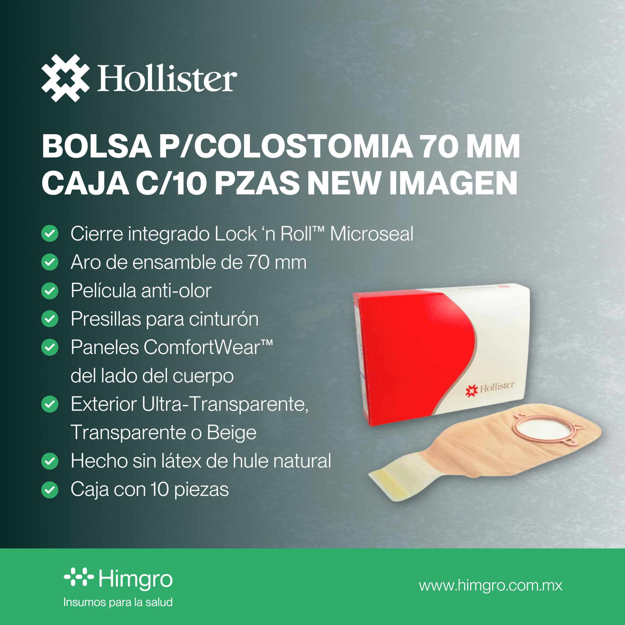 Bolsa p/colostomía 70 mm caja c/10 pzas New Imagen